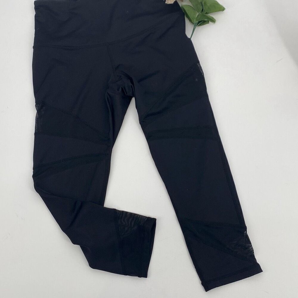 Zella High -Rise Mesh Crop Athletic Active Leggings Black‎ Small - Picture 2 of 9